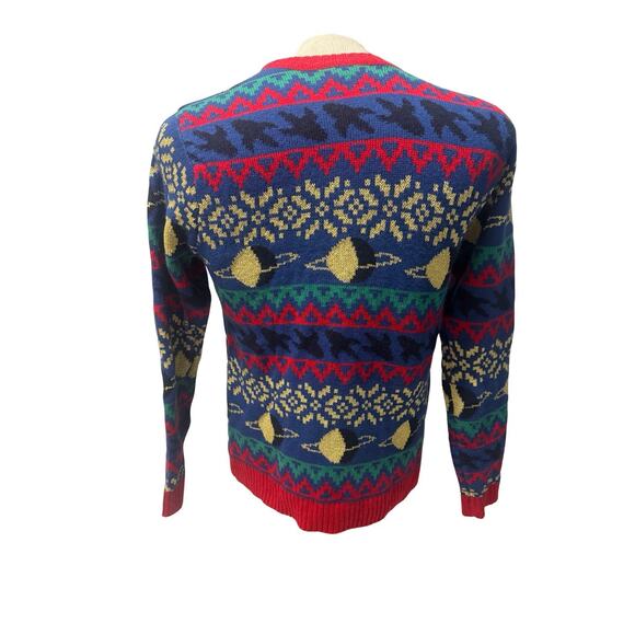 Ugly Christmas Sweater Astronaut Santa Space Moon Walk 3D Bells Mens Medium - Picture 3 of 6